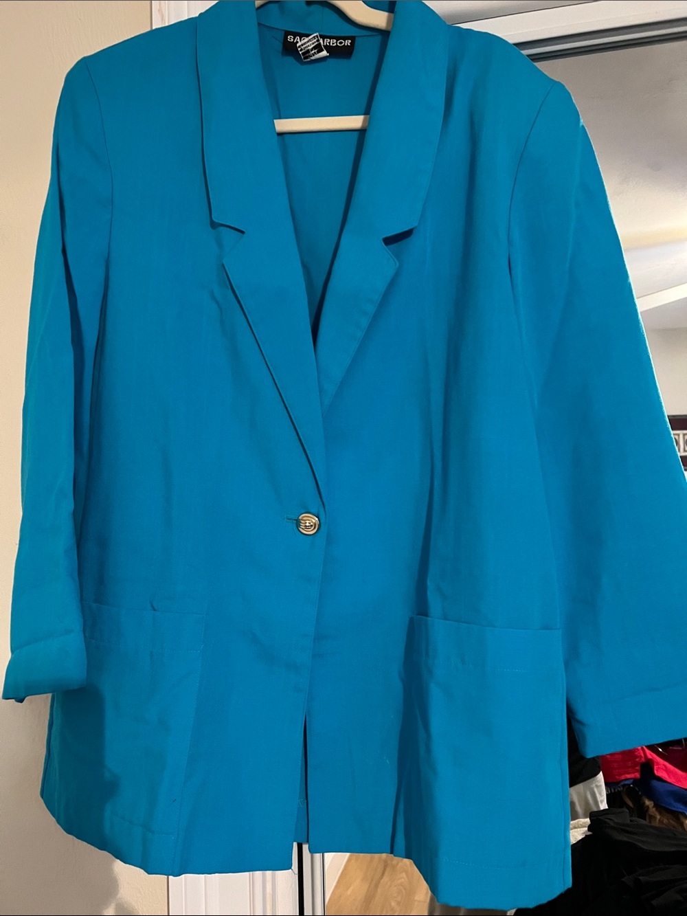 Women's Teal Single-Button Boxy Style Blazer